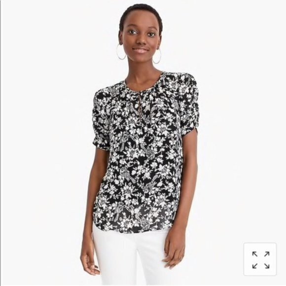 New Jcrew Ruched-sleeve top in floral print Womens Size XS Lined - Picture 3 of 6